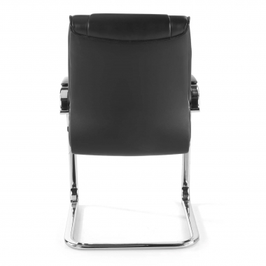visitor chair black sled base faux leather synthetic leather upholstered armrests 6