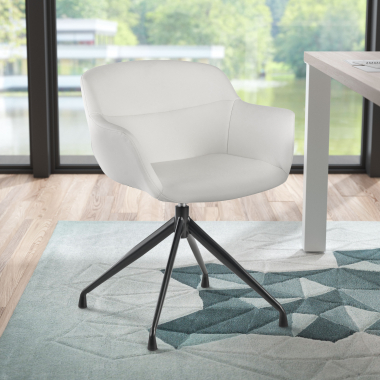 visitor chair black white pyramid base synthetic leather upholstered armrests 2