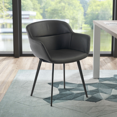 visitor chair black black 4 legs synthetic leather upholstered armrests 2
