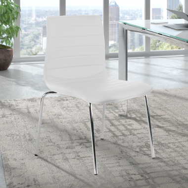 visitor chair white 4 legs synthetic leather no armrests 2