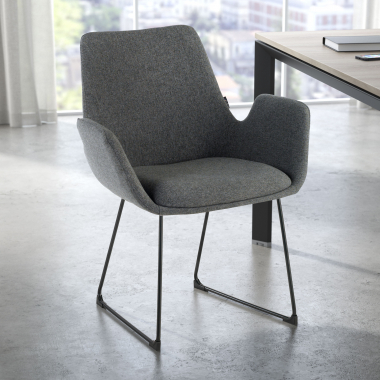 visitor chair anthracite sled base frame fabric fixed armrests 2