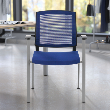 visitor chair blue adam mesh fixed armrests 2