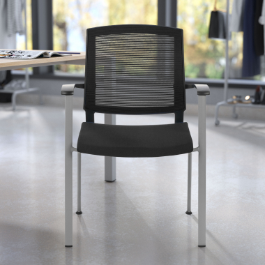 visitor chair black adam mesh fixed armrests 2