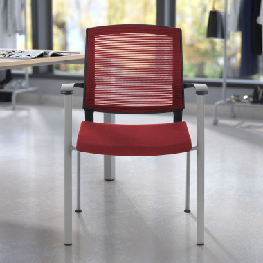 visitor chair red adam mesh fixed armrests 2