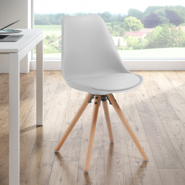 scandinavian chair white chair wooden legs plastic no armrests 2