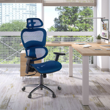 ergonomic chair blue black frame mesh 3d adjustable armrests double lumbar support headrest 2
