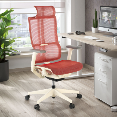 ergonomic chair white red white frame mesh 3d adjustable armrests double lumbar support headrest 2