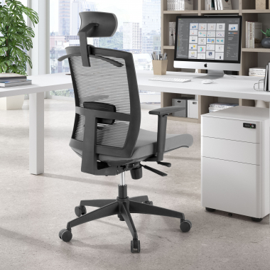 ergonomic chair gray black frame headrest mesh 1d adjustable armrests lumbar support headrest 2