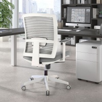 Akira white ergonomic office chair, synchro mechanism