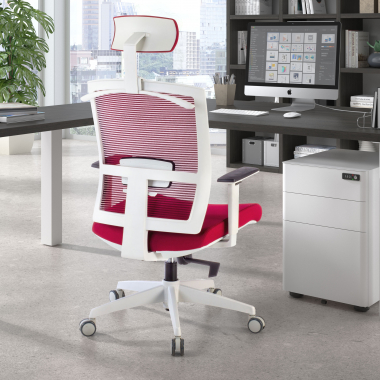 ergonomic chair white red white frame headrest mesh 1d adjustable armrests lumbar support headrest 2