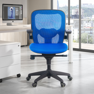 ergonomic chair blue office chair mesh movable armrests lumbar support 2
