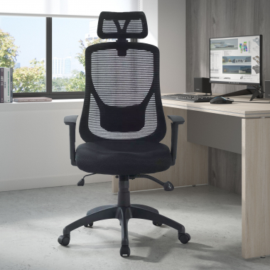 office chair black lake mesh 1d adjustable armrests lumbar support headrest 2