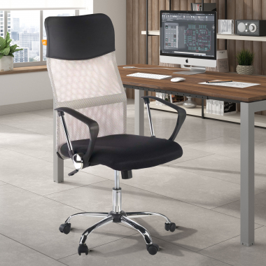 office chair gray nova mesh fixed armrests 2