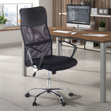 office chair black nova mesh fixed armrests 2