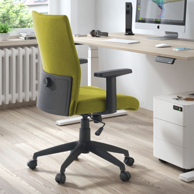 swivel chair green kobe fabric fixed armrests lumbar support 2