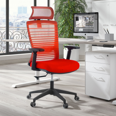 office chair red tesla mesh 3d adjustable armrests lumbar support headrest 2