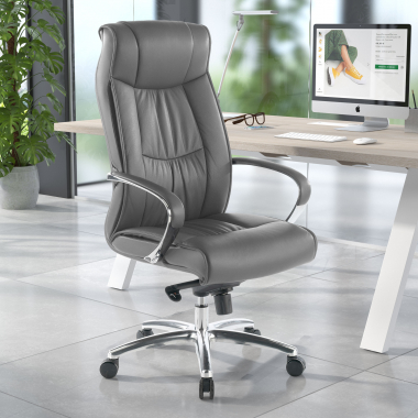 office chair gray high back natural leather natural skin upholstered armrests 2
