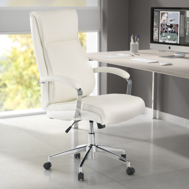 office chair white counter synthetic leather upholstered armrests 2