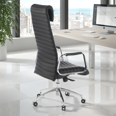 office chair black natural leather natural skin upholstered armrests headrest 2