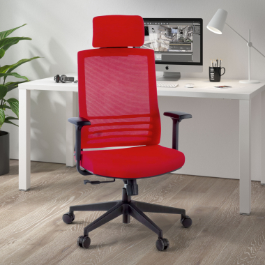 office chair red with headrest mesh 1d adjustable armrests lumbar support headrest 2
