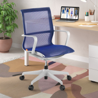 Fox white office chair design, tilting backrest, in mesh