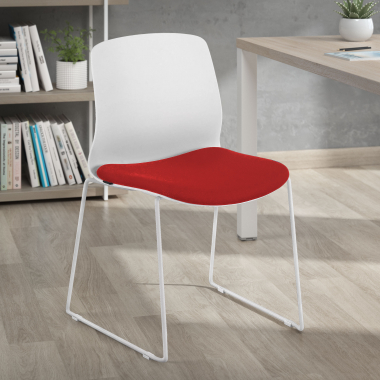 visitor chair red armless chair fabric no armrests 2