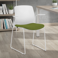 Visitor chair Swing with armrests, stackable, upholstered seat