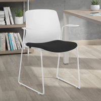 Visitor chair Swing with armrests, stackable, upholstered seat