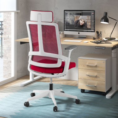 cheap office chair white red white frame mesh 4d adjustable armrests lumbar support headrest 2