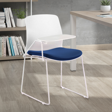 chair with writing tablet white blue chair with writing tablet fabric no armrests 2