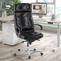 Luxury office chair Windsor, genuine leather, button-tufted upholstery