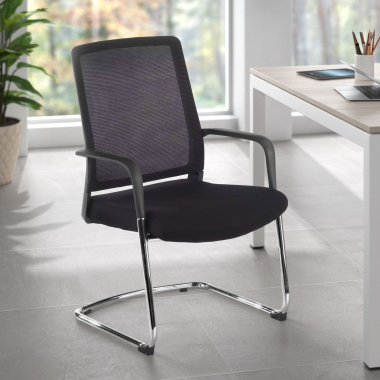 visitor chair black breathable mesh mesh fixed armrests 2