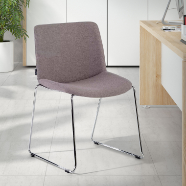 visitor chair gray without arms fabric fixed armrests 2