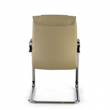 visitor chair beige sled base natural leather natural skin upholstered armrests 6