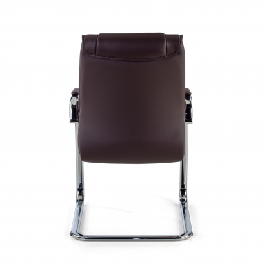 visitor chair brown sled base natural leather natural skin upholstered armrests 6
