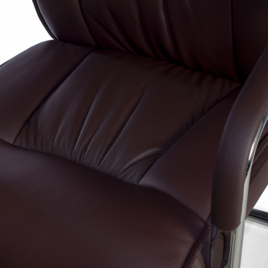 visitor chair brown sled base natural leather natural skin upholstered armrests 9