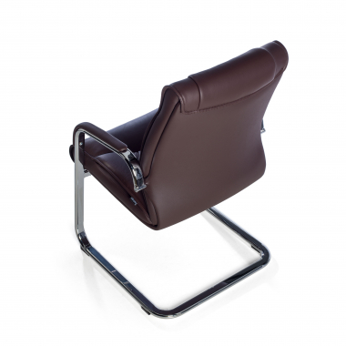 visitor chair brown sled base natural leather natural skin upholstered armrests 8