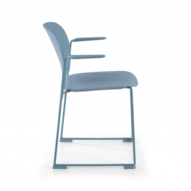 visitor chair blue with arms plastic fixed armrests 4