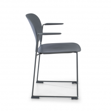visitor chair gray with arms plastic fixed armrests 4