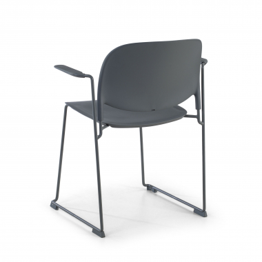 visitor chair gray with arms plastic fixed armrests 7