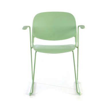 visitor chair green with arms plastic fixed armrests 3