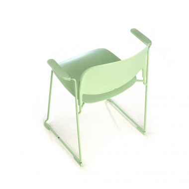 visitor chair green with arms plastic fixed armrests 8