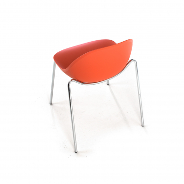 visitor chair red 4 legs plastic no armrests 8