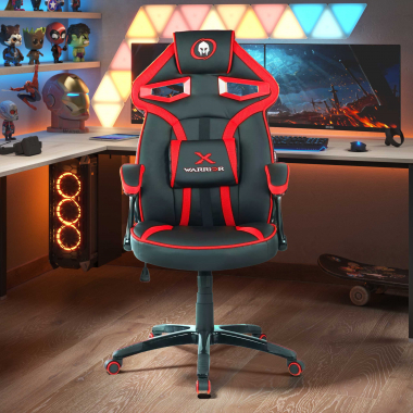 gaming chair red faux leather synthetic leather fixed armrests 2