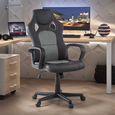 gaming chair gray montmelo synthetic leather fixed armrests 2