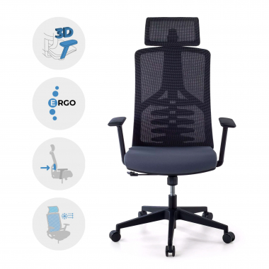 ergonomic chair gray quick mesh 3d adjustable armrests lumbar support headrest 3