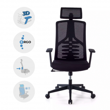 ergonomic chair black quick mesh 3d adjustable armrests lumbar support headrest 3