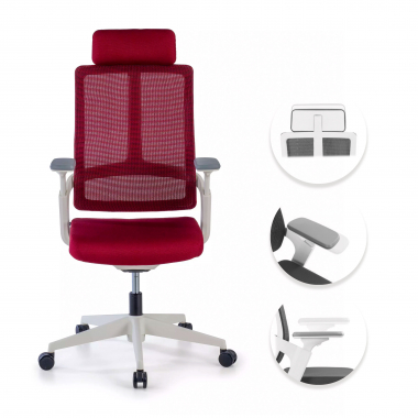 cheap office chair white red white frame mesh 4d adjustable armrests lumbar support headrest 3