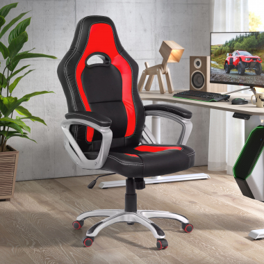 gaming chair red dakar synthetic leather fixed armrests 2
