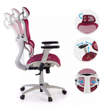 ergonomic chair white red white frame mesh 3d adjustable armrests double lumbar support headrest 3